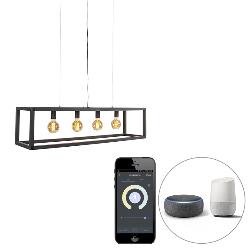 Smart hanglamp zwart 4-lichts incl. Wifi G95 - Big Cage 2