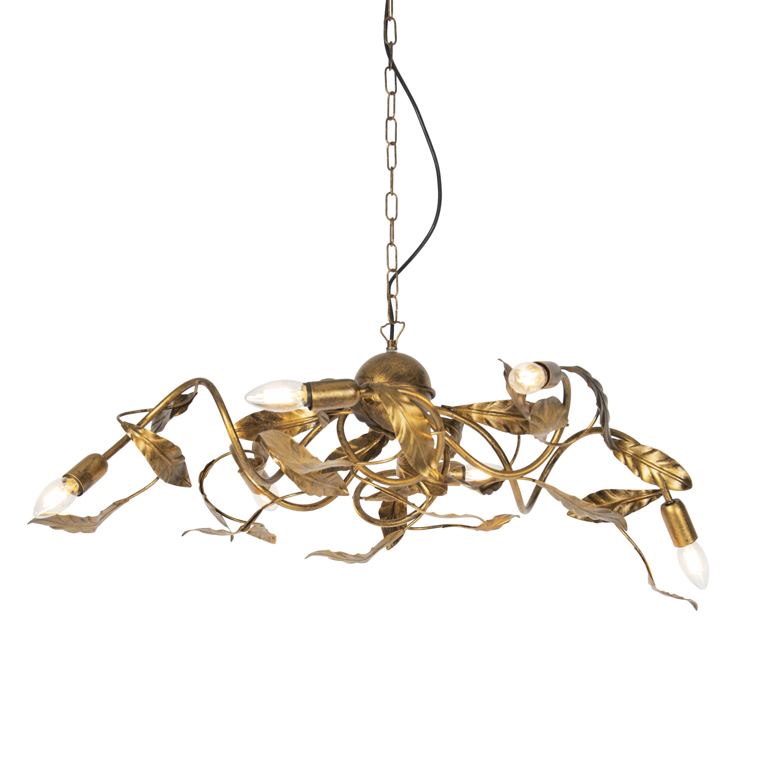 Vintage hanglamp antiek goud 6-lichts - Linden