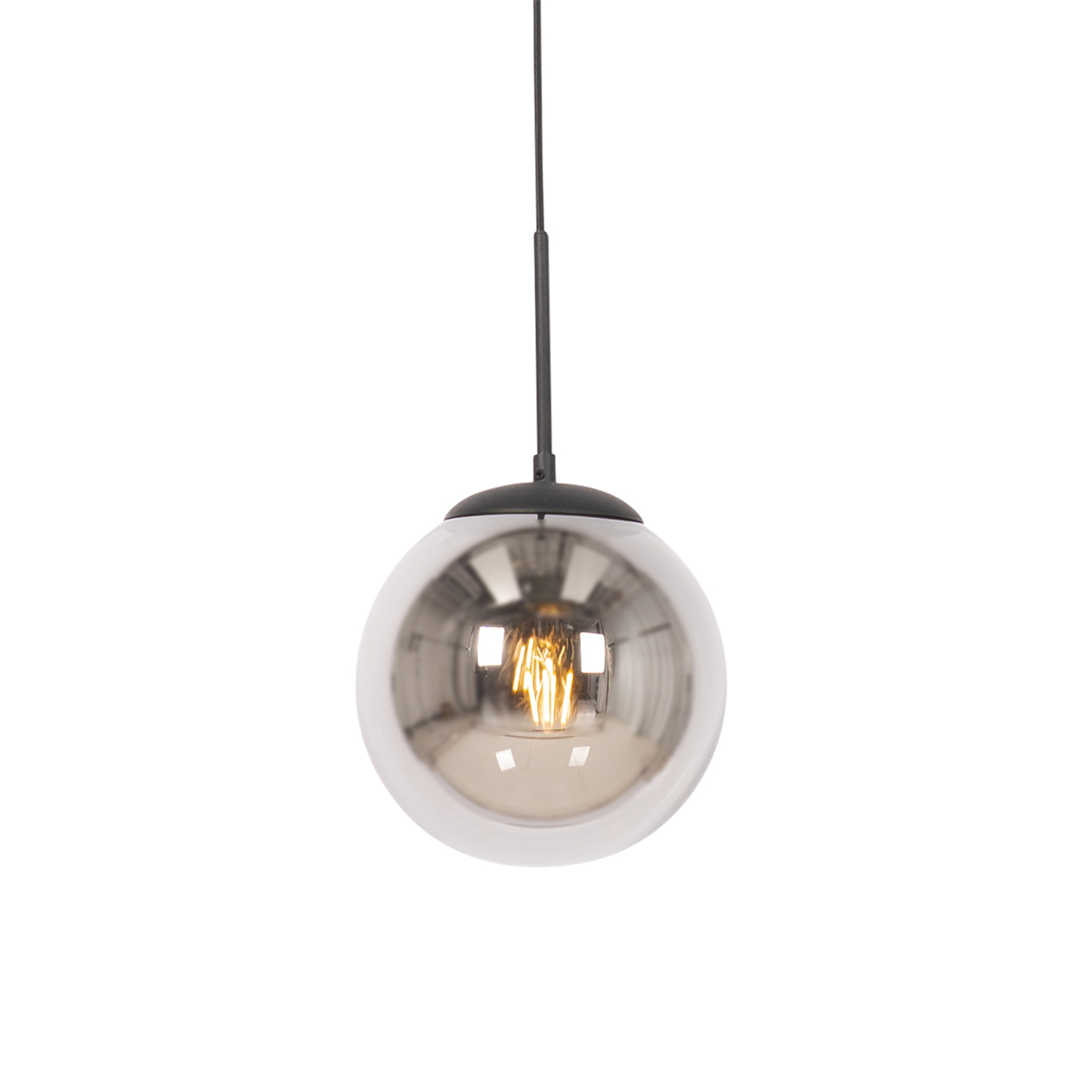 Art deco hanglamp zwart met smoke glas - Flore