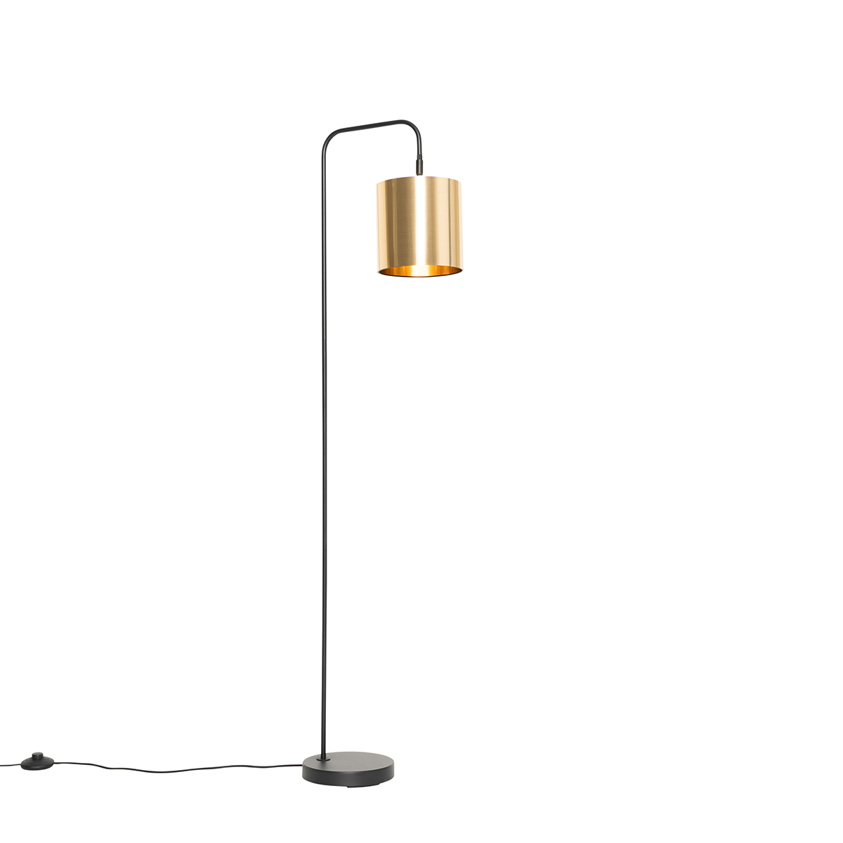 Moderne vloerlamp zwart met goud - Lofty