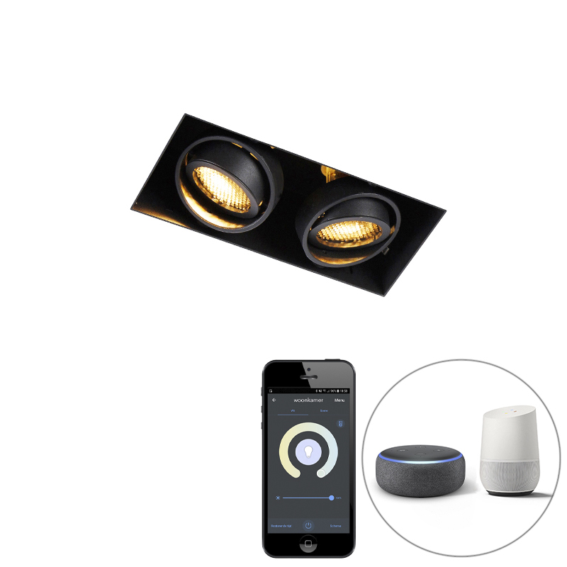 Smart inbouwspot zwart Trimless 2-lichts incl. Wifi GU10 - Oneon Honey