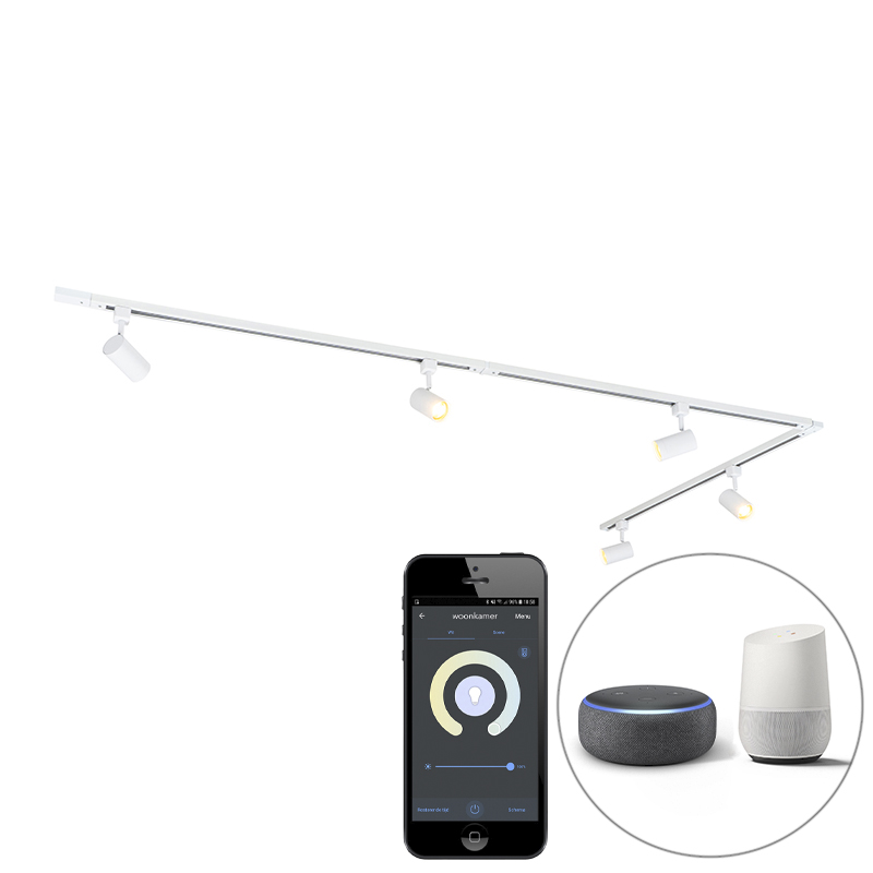 Smart railsysteem wit 1-fase 5-lichts incl. Wifi GU10 - Jeana