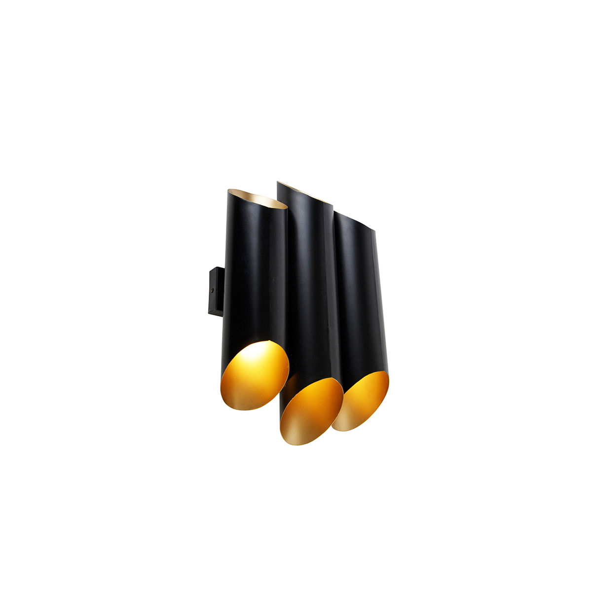Wandlamp zwart met gouden binnenkant 6-lichts - Whistle