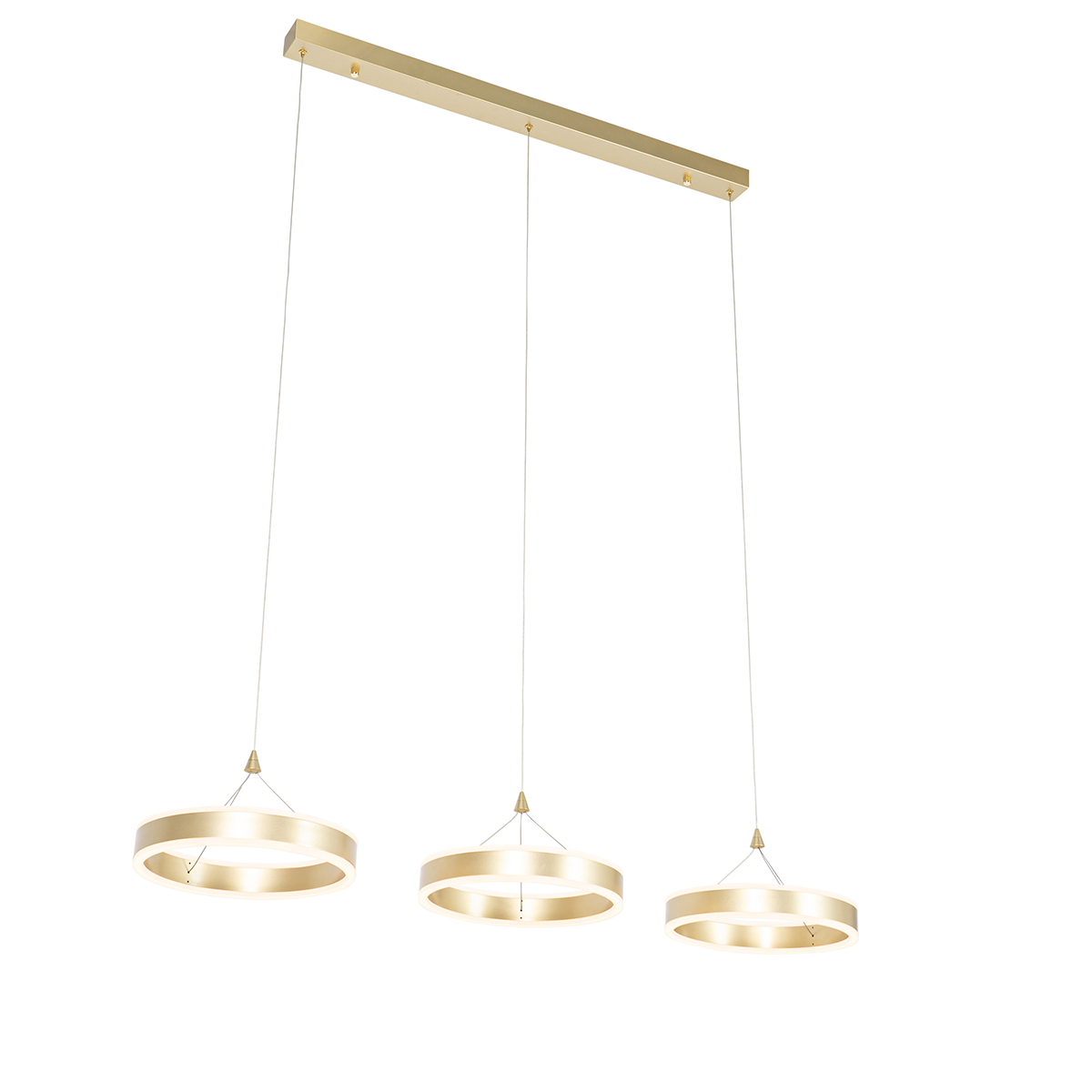 Hanglamp messing langwerpig incl. LED 3-staps dimbaar 3-lichts - Lyani