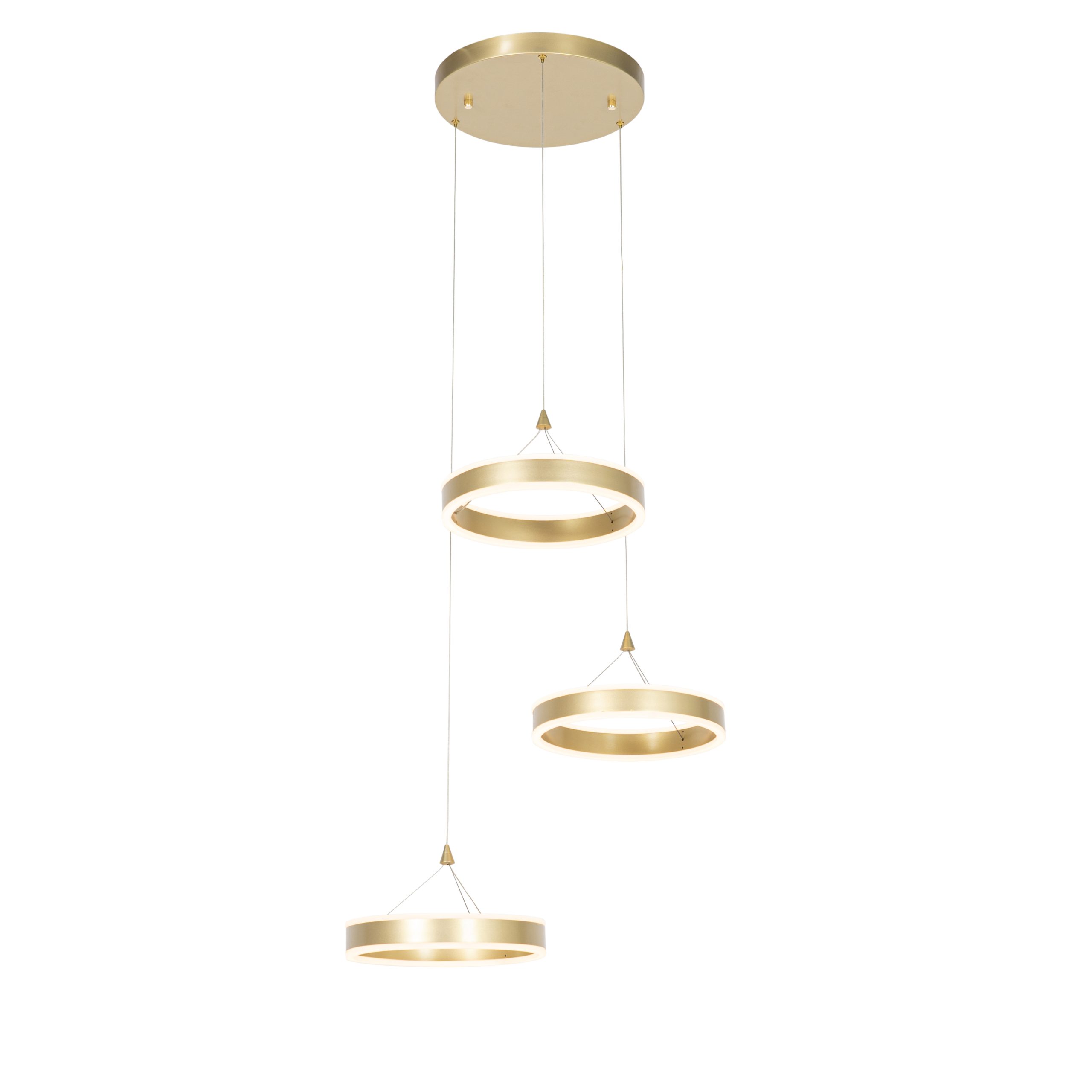 Hanglamp messing rond incl. LED 3-staps dimbaar 3-lichts - Lyani