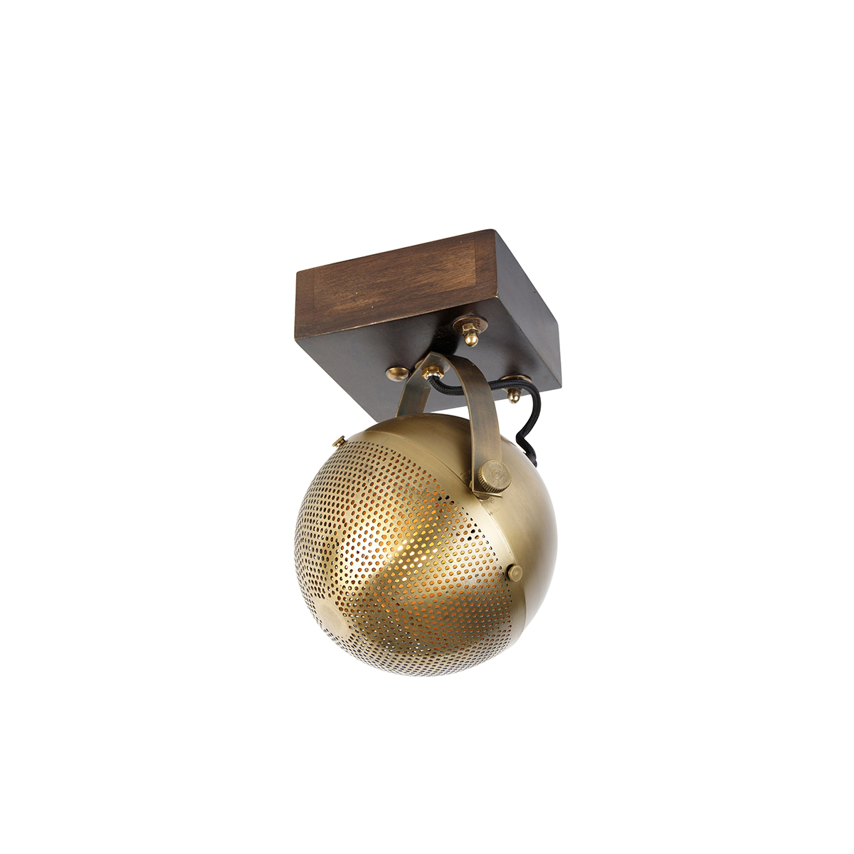 Industriële spot brons met hout - Haicha