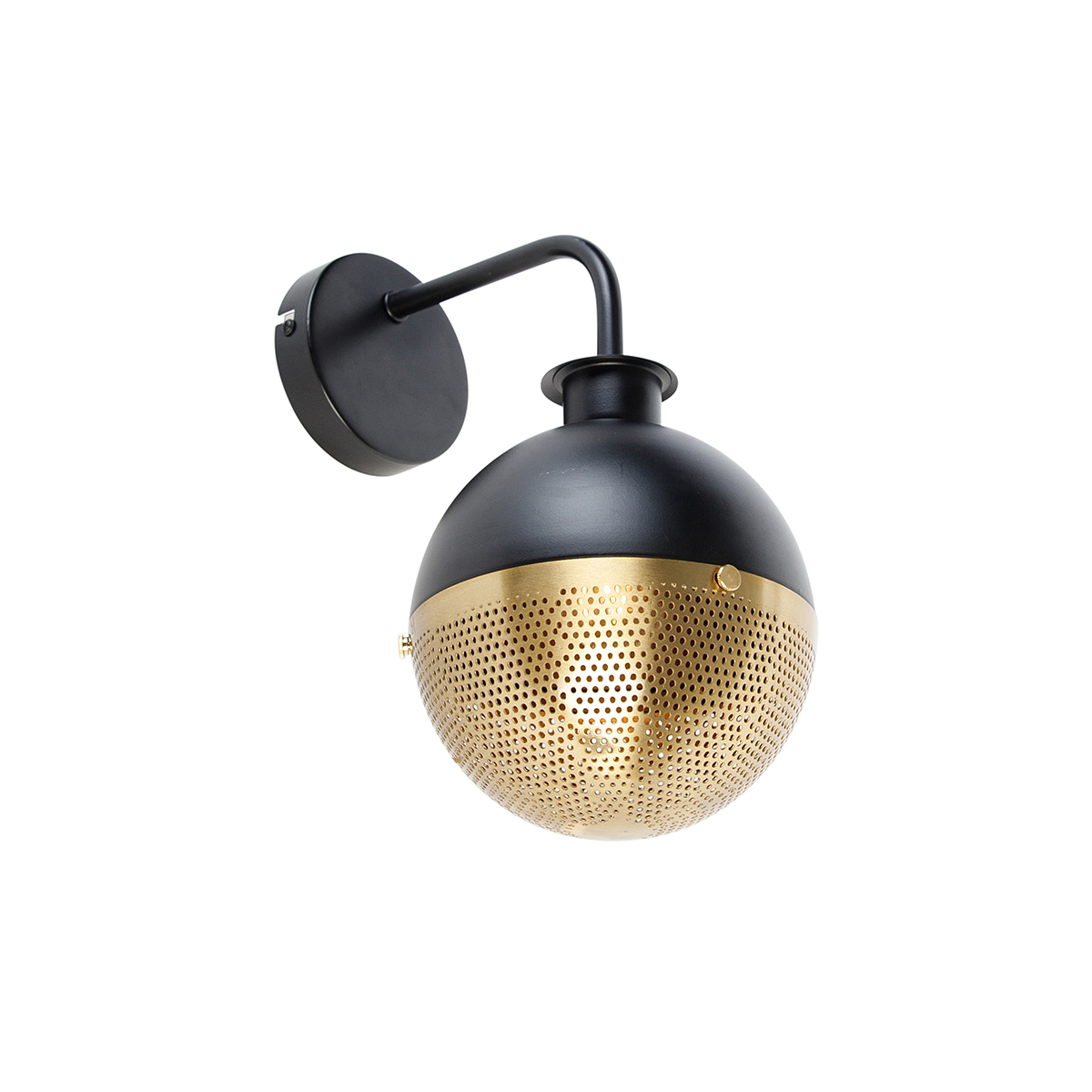 Industriële wandlamp zwart met messing - Haicha