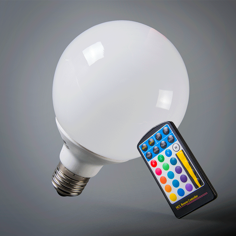 LED koule E27 RGB 95 mm s dálkovým ovládáním