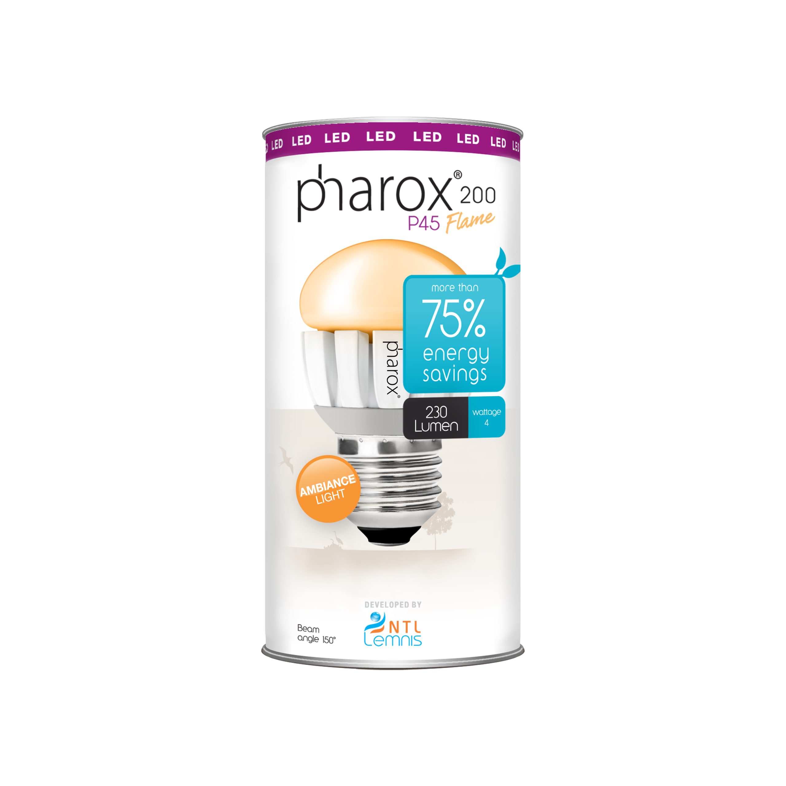 LED žárovka Pharox 200 P45 Flame E27 4W