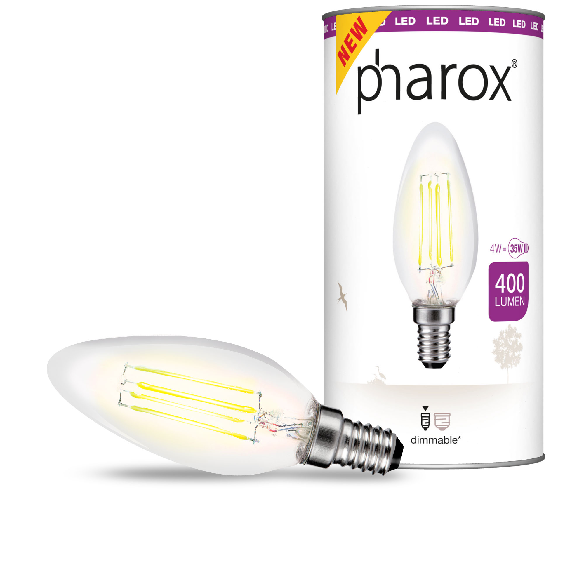 LED žárovka Pharox čirá E14 4W 400 lumenů