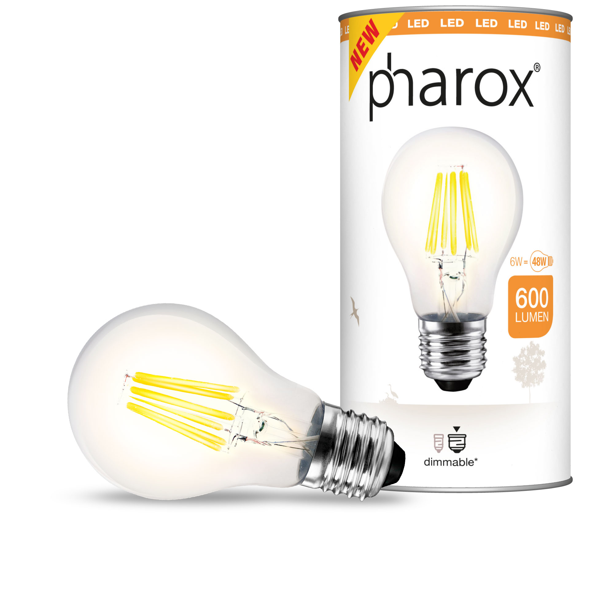 LED žárovka Pharox čirá E27 6W 600 lumenů