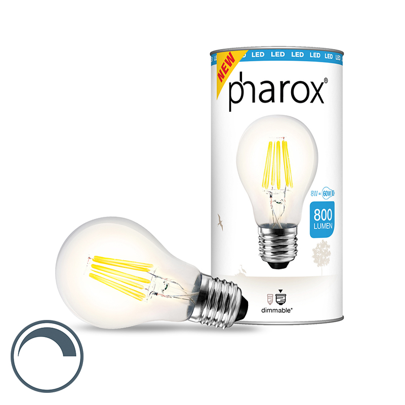 LED žárovka Pharox čirá E27 8W 800 lumenů