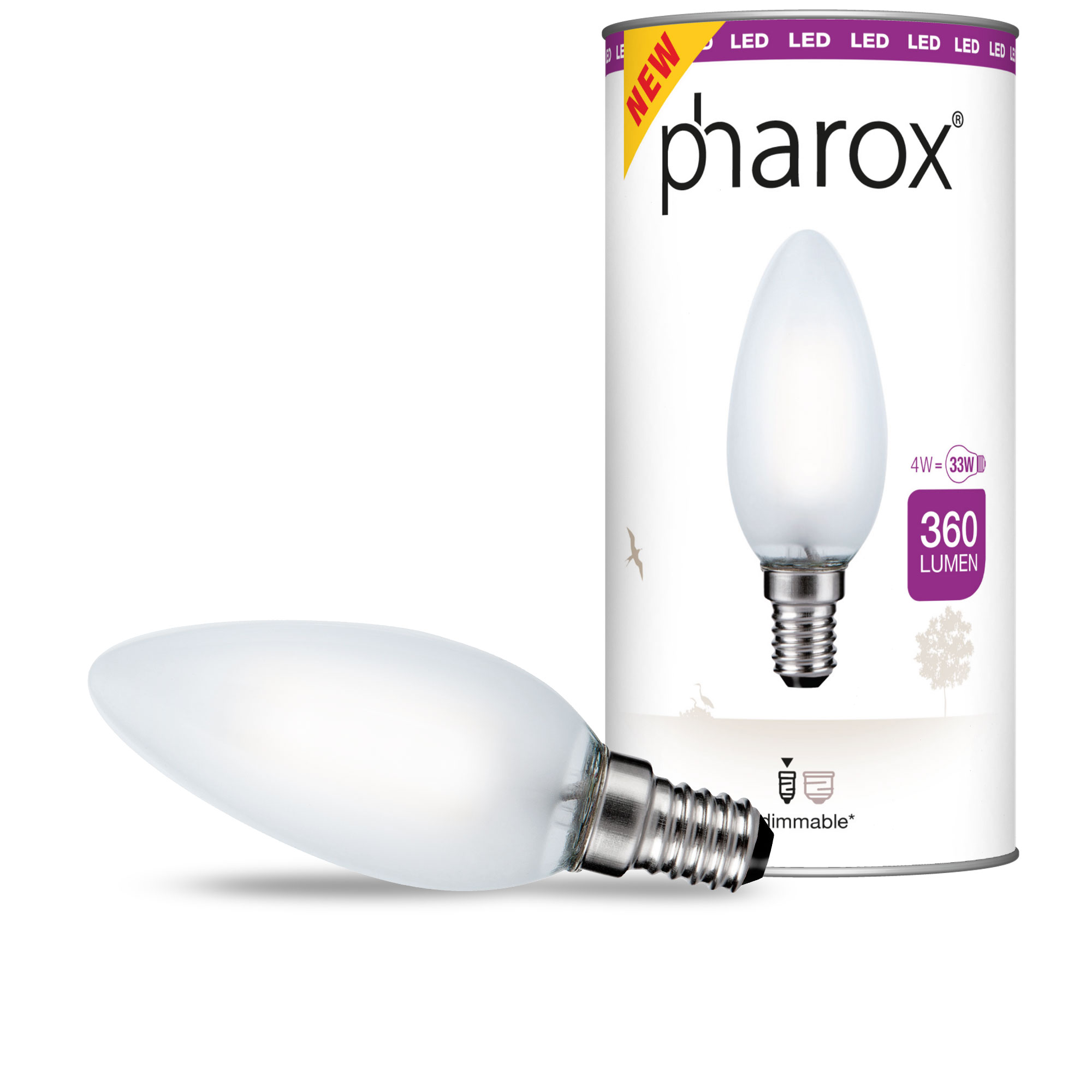 LED žárovka Pharox matná 360 lumenů E14 4W