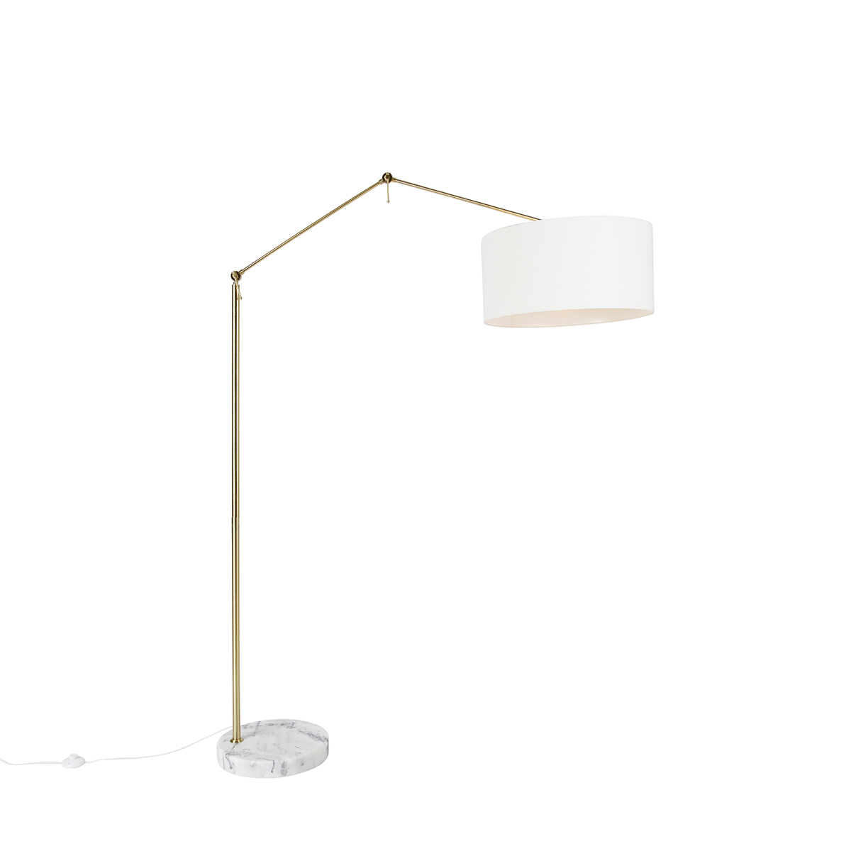 Moderne vloerlamp goud met kap wit 50 cm verstelbaar - Editor