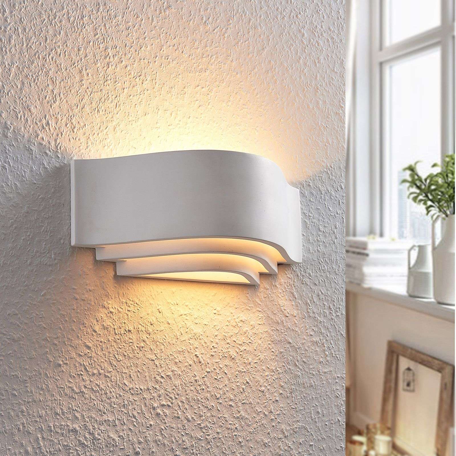 Moderne wandlamp wit gips incl. LED - Amran