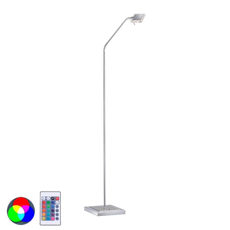 Moderní rovná stojací lampa z oceli se čtvercovým sklem stmívatelná včetně LED - Dana