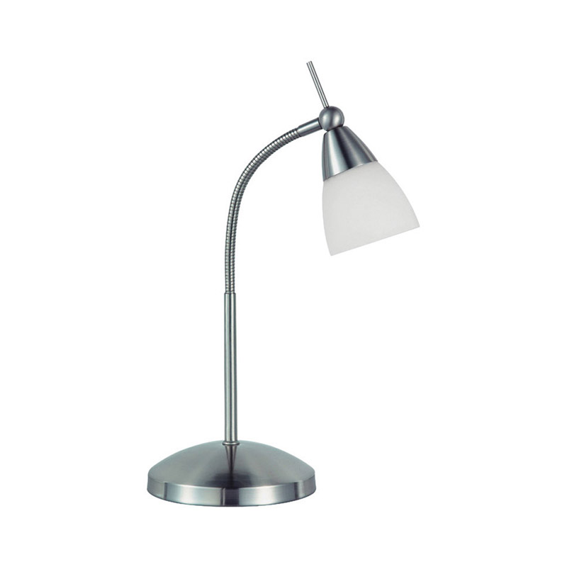 Moderní rovná stolní lampa chrom se stmívatelným sklem - Pino