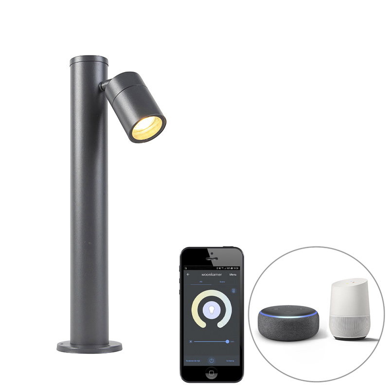Smart buitenlamp grijs RVS 45 cm verstelbaar incl. Wifi GU10 - Solo