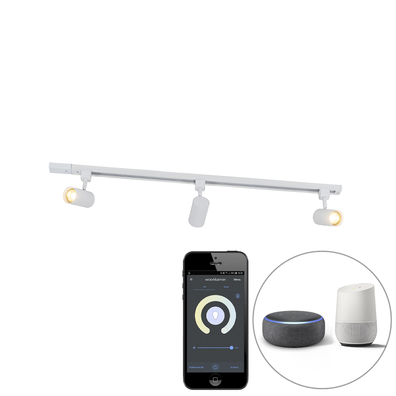 Smart railsysteem wit 1-fase 3-lichts incl. Wifi GU10 - Jeana