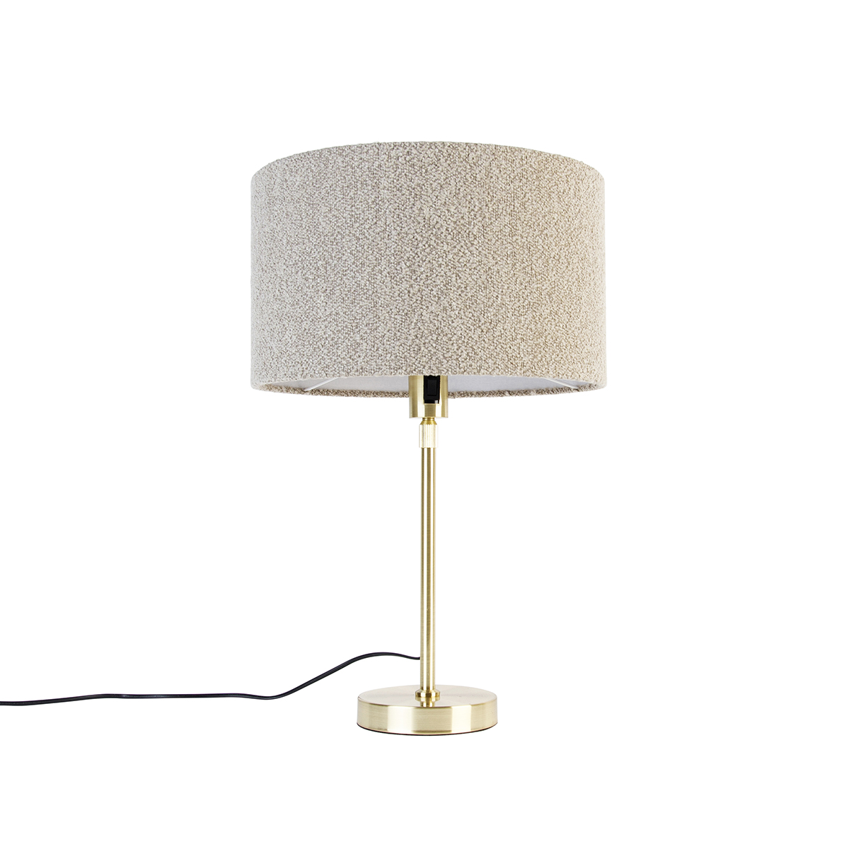 Tafellamp goud verstelbaar met kap boucle taupe 35 cm - Parte