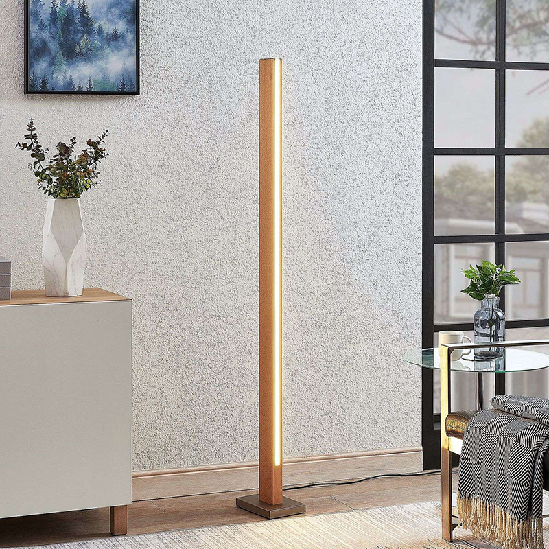 Venkovská stojací lampa dřevo vč. LED - Tamlin