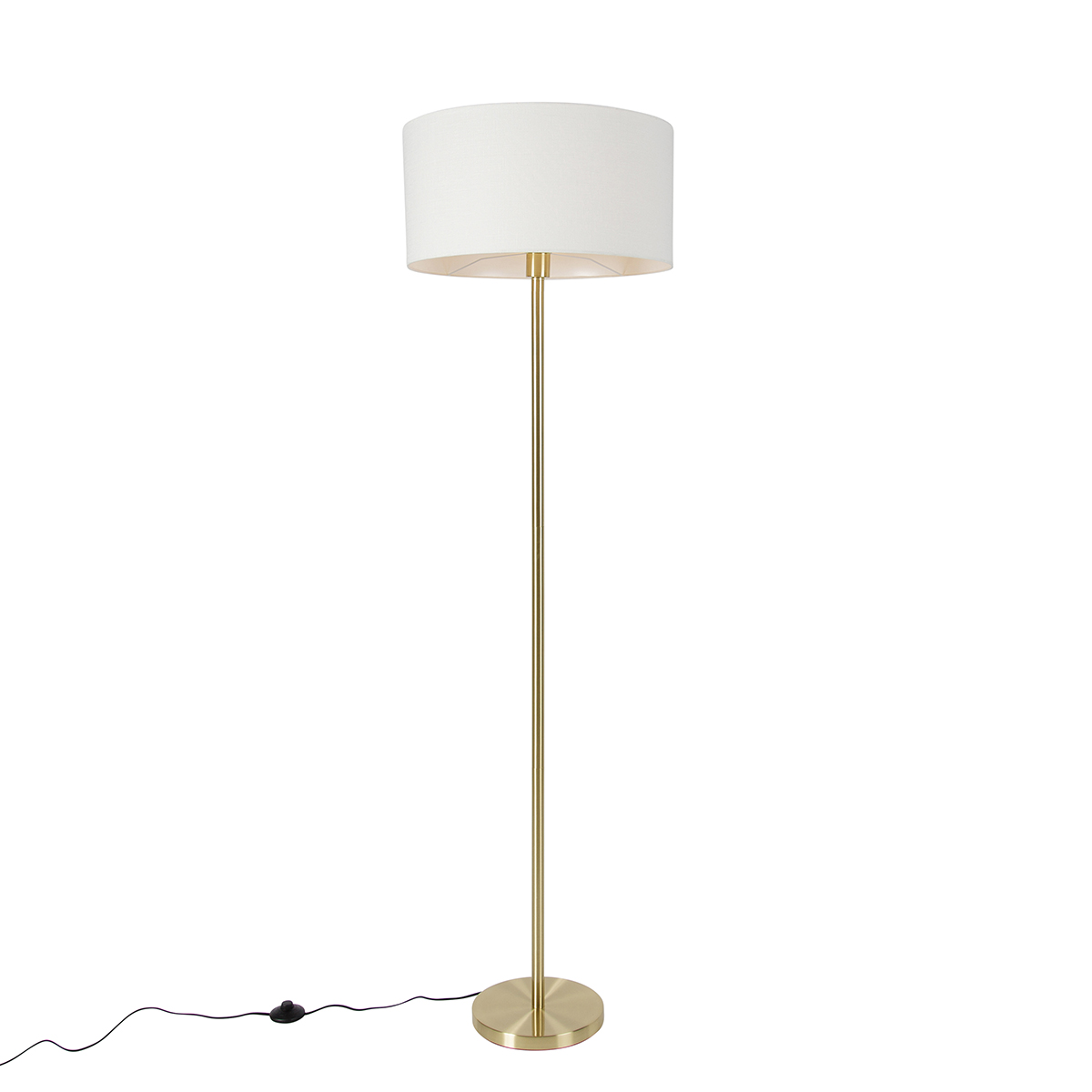 Vloerlamp messing met kap wit 50 cm - Simplo