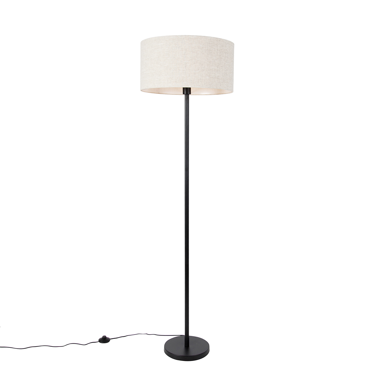 Vloerlamp zwart met kap lichtgrijs 50 cm - Simplo