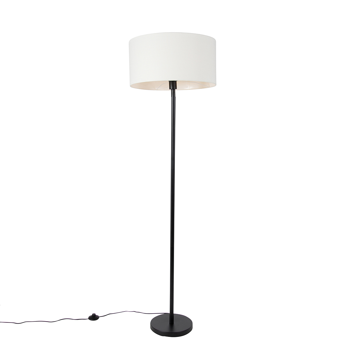 Vloerlamp zwart met kap wit 50 cm - Simplo