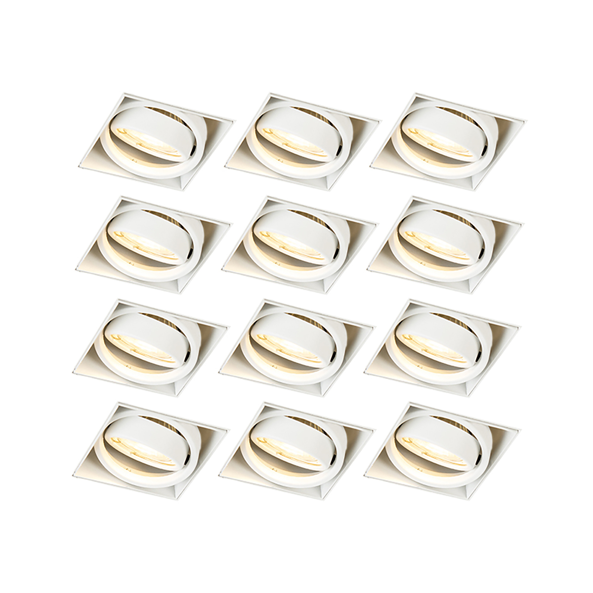 Set van 12 inbouwspot wit GU10 kantelbaar trimless - Oneon