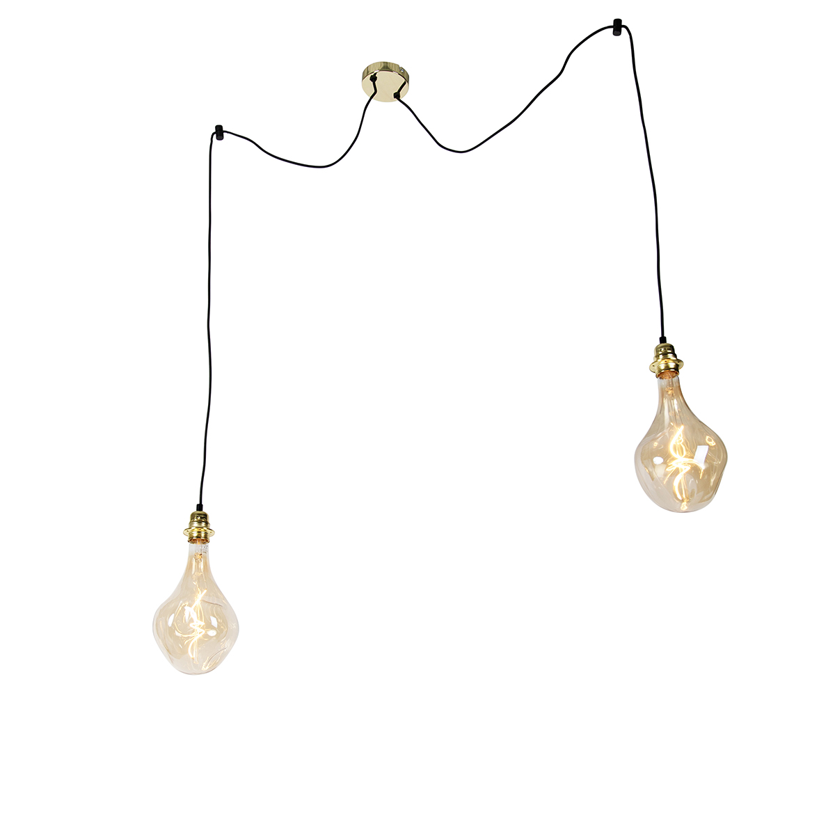 Hanglamp goud 2-lichts incl. LED goud dimbaar - Cava Luxe