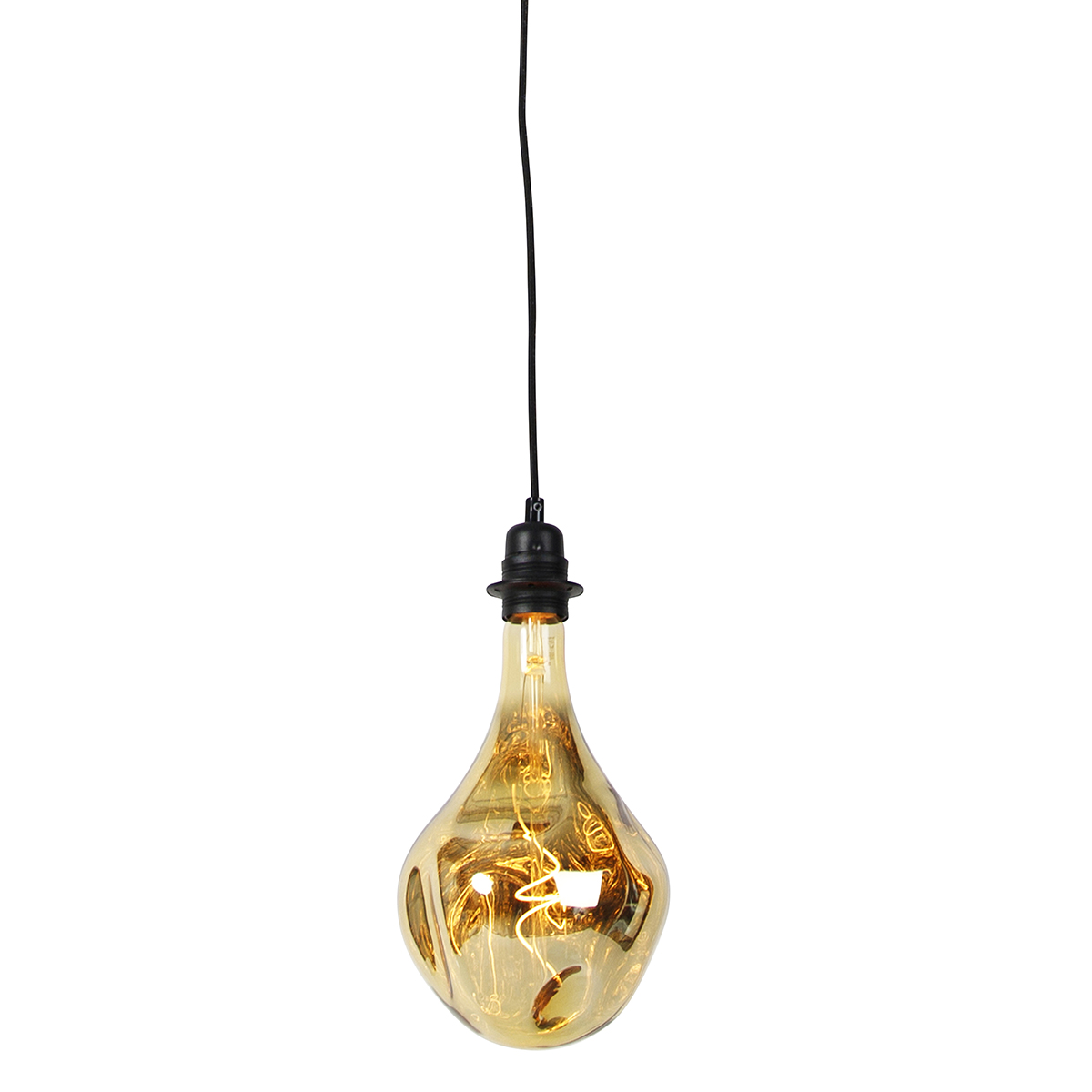 Hanglamp zwart dimbaar incl. LED amber dimbaar - Cava Luxe