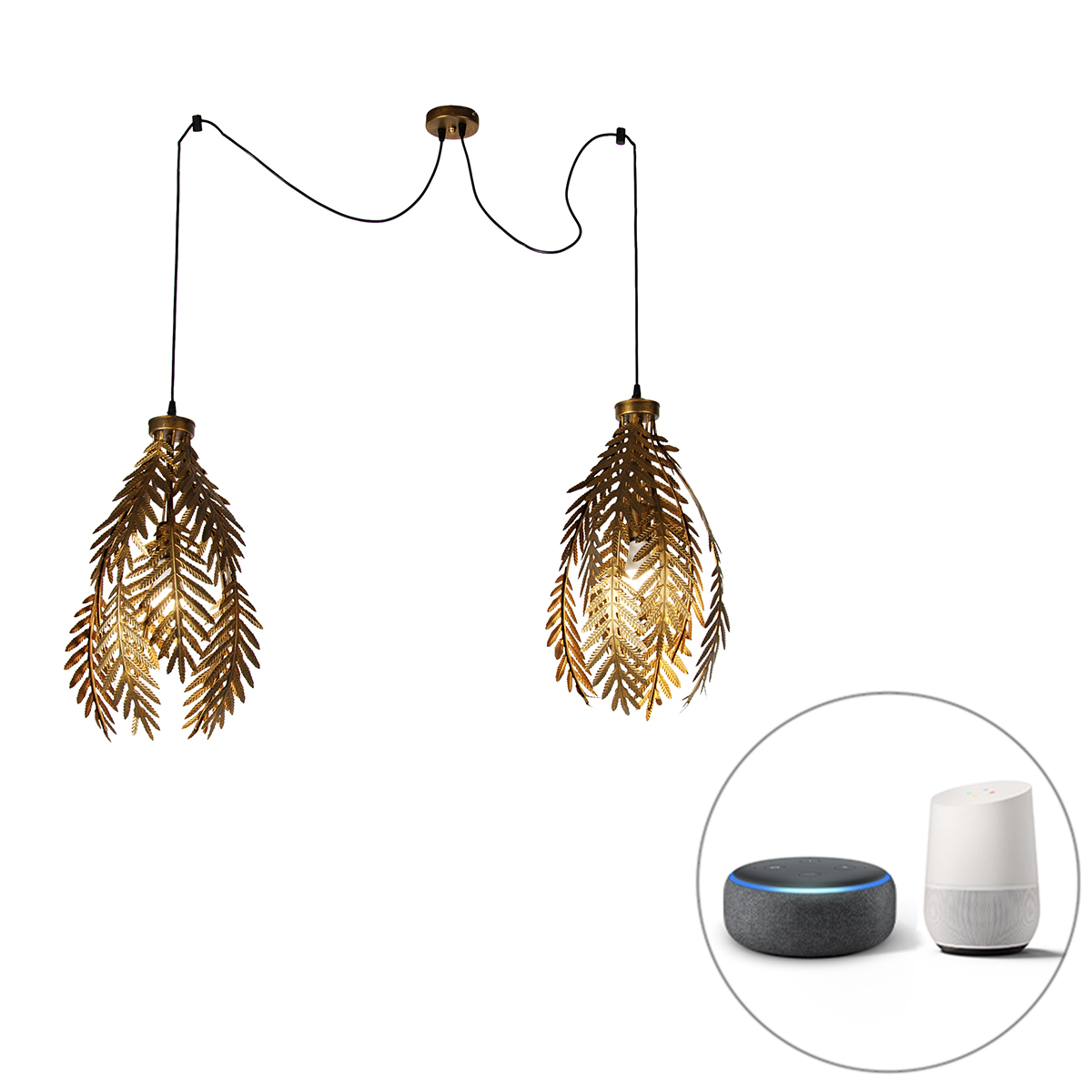 Smart hanglamp goud 2-lichts incl. Wifi A60 - Botanica