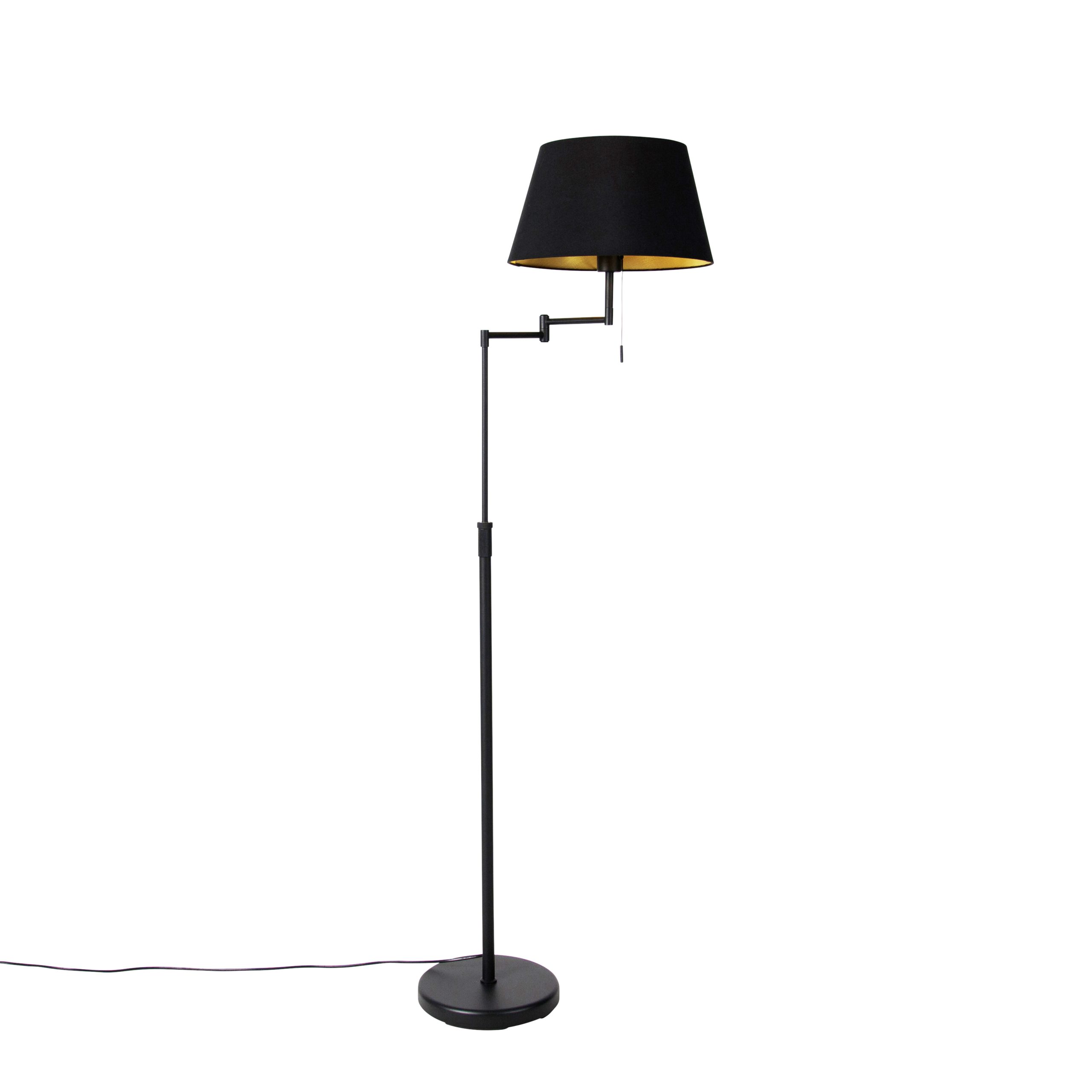 Smart vloerlamp zwart met zwarte kap incl. Wifi A60 - Ladas Deluxe