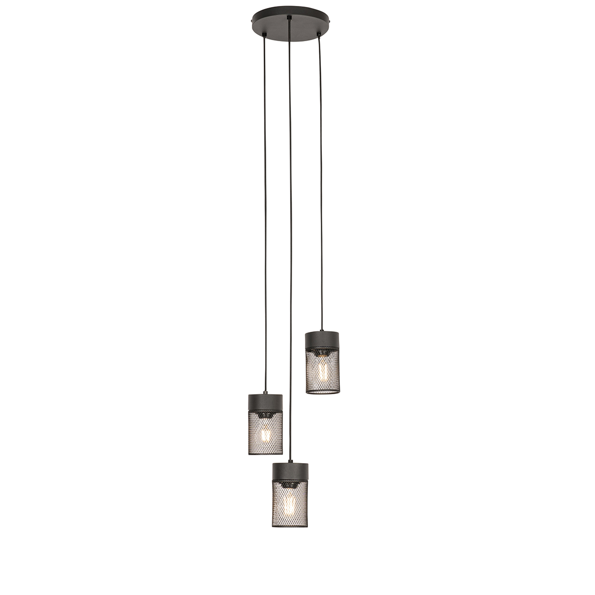 Industriële hanglamp zwart 3-lichts - Jim