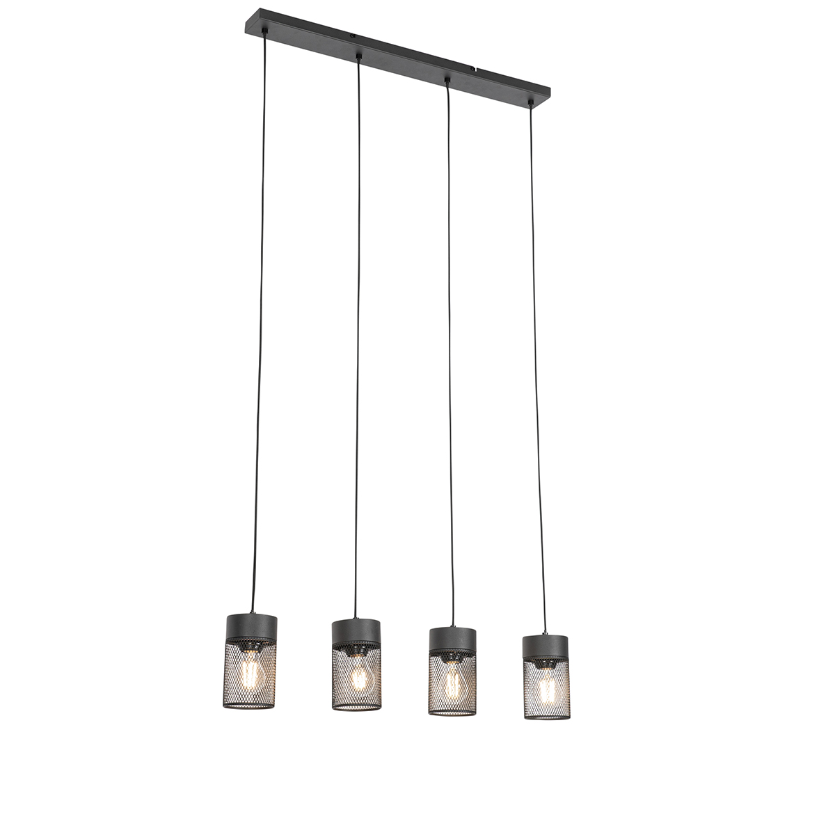 Industriële hanglamp zwart 4-lichts - Jim