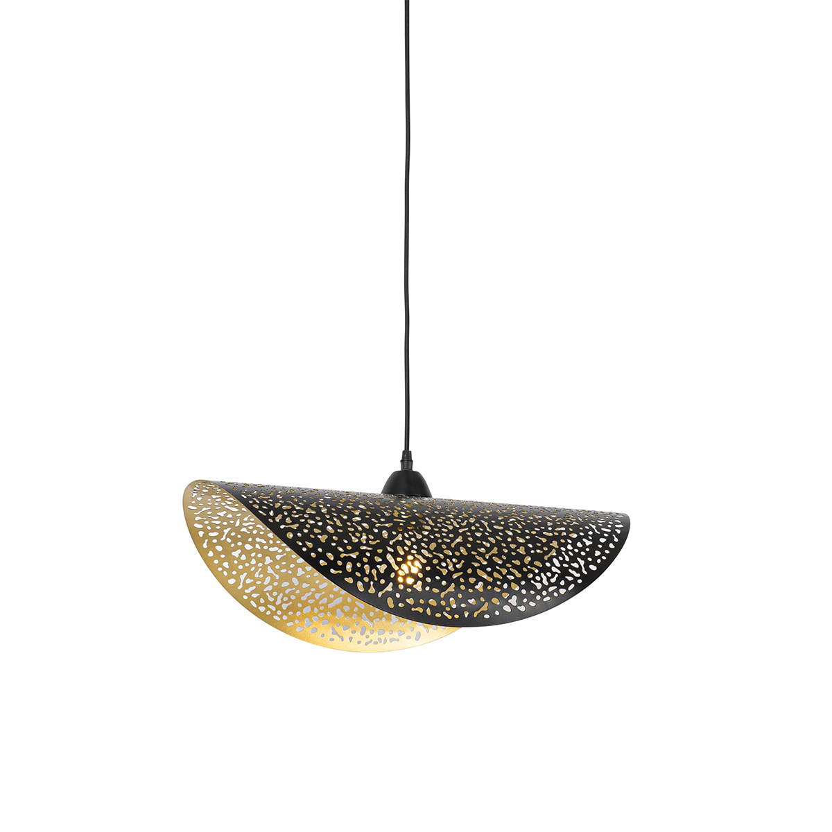 Industriële hanglamp zwart met goud 50 cm - Japke