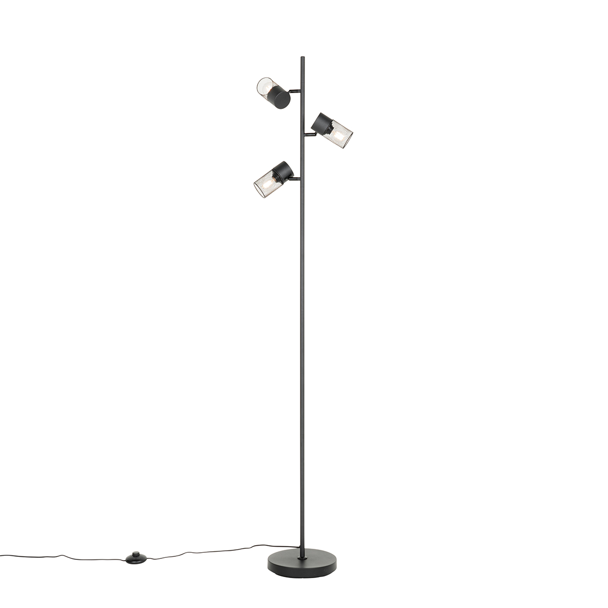 Industriële vloerlamp zwart 3-lichts - Jim