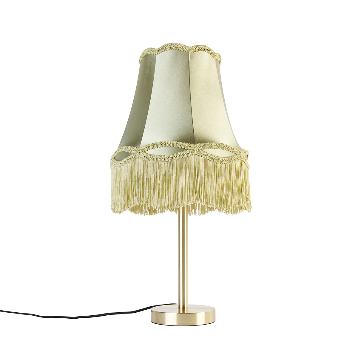 Klassieke tafellamp messing met granny kap groen 30 cm - Simplo