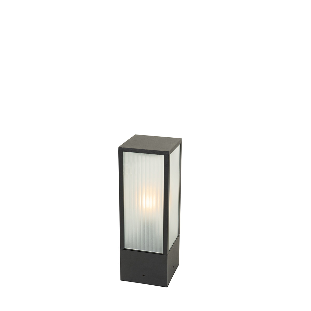 Staande buitenlamp zwart met ribbel glas 40 cm IP44 - Charlois