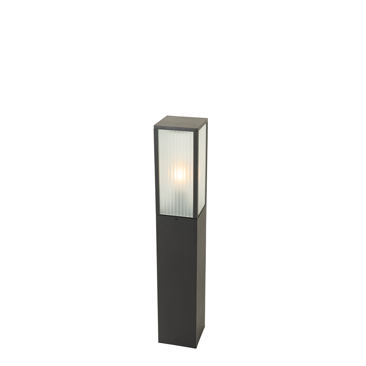 Staande buitenlamp zwart met ribbel glas 80 cm IP44 - Charlois