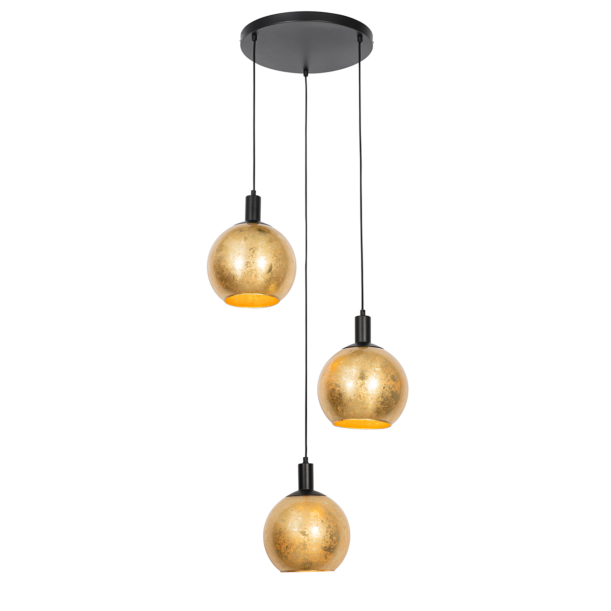 Design hanglamp goud met zwart 3-lichts - Bert