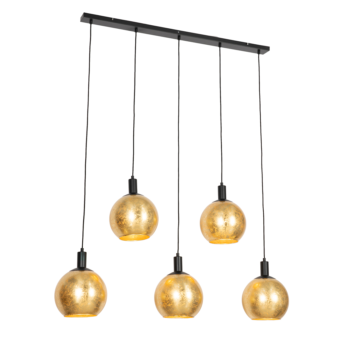 Design hanglamp goud met zwart 5-lichts - Bert