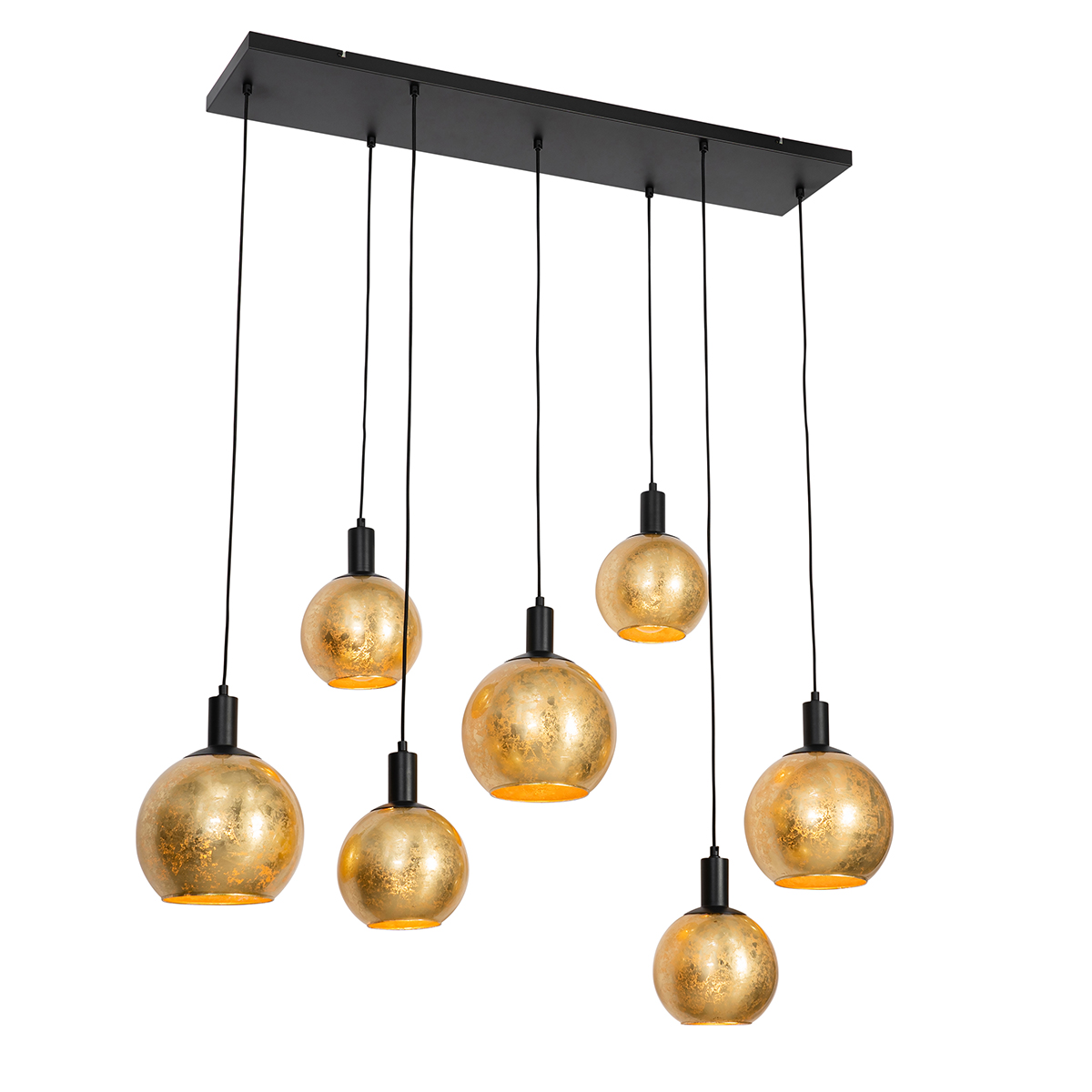 Design hanglamp goud met zwart 7-lichts - Bert