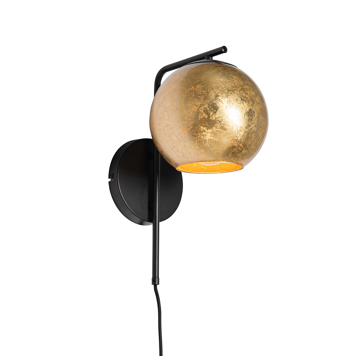 Design wandlamp goud met zwart - Bert