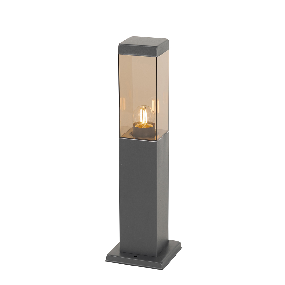 Moderne buitenlamp paal donkergrijs met smoke 45 cm - Malios