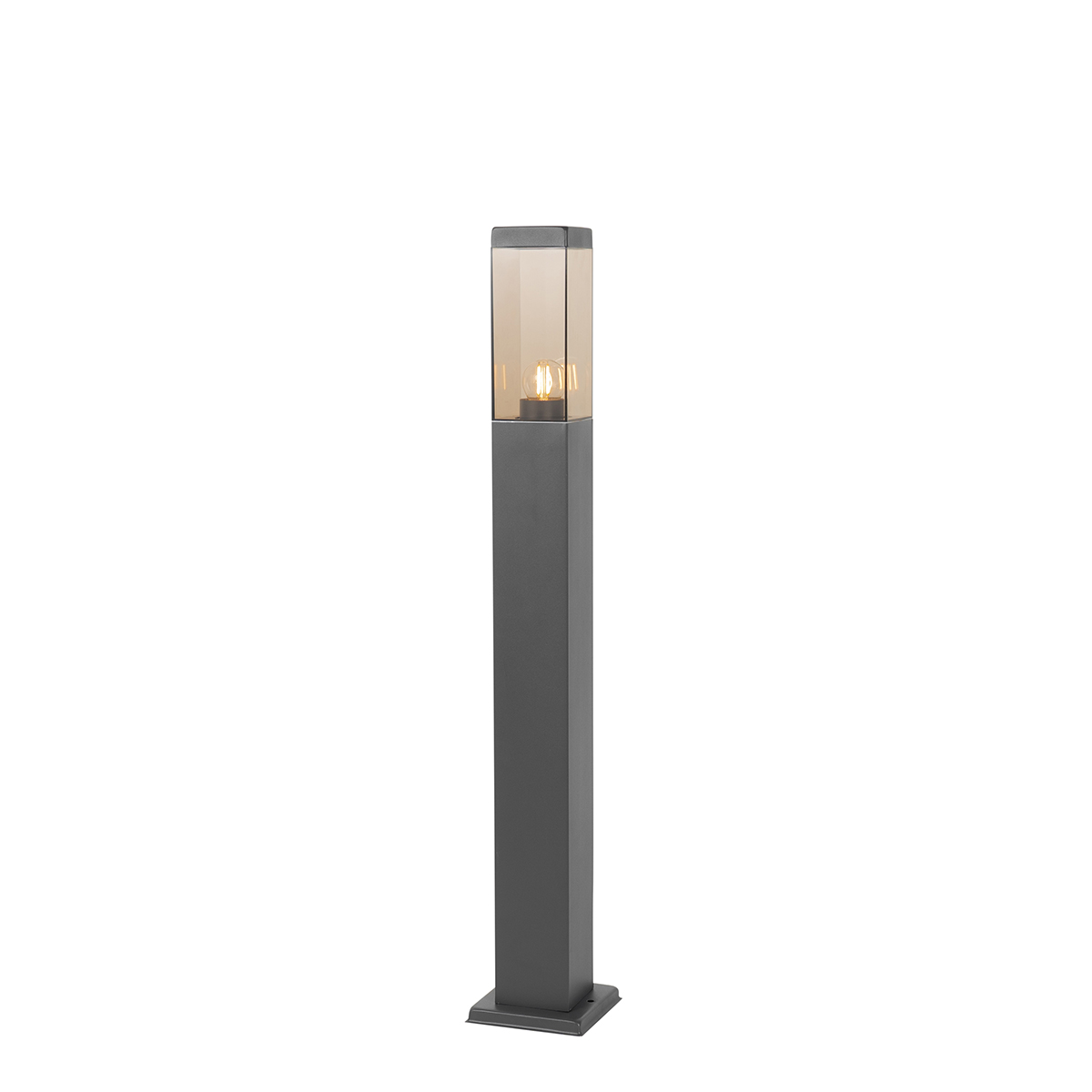 Moderne buitenlamp paal donkergrijs met smoke 80 cm - Malios