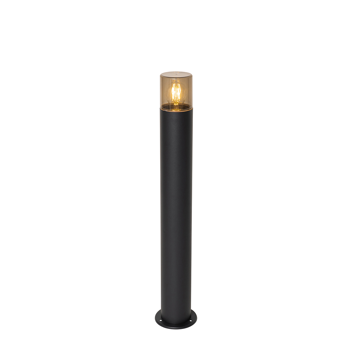 Staande buitenlamp zwart met smoke kap 70 cm - Odense