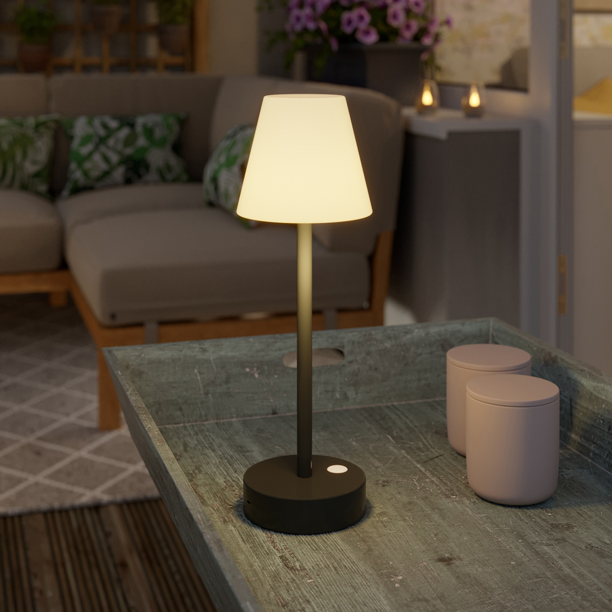Tafellamp donkergrijs incl. LED oplaadbaar met touch dimmer - Renata