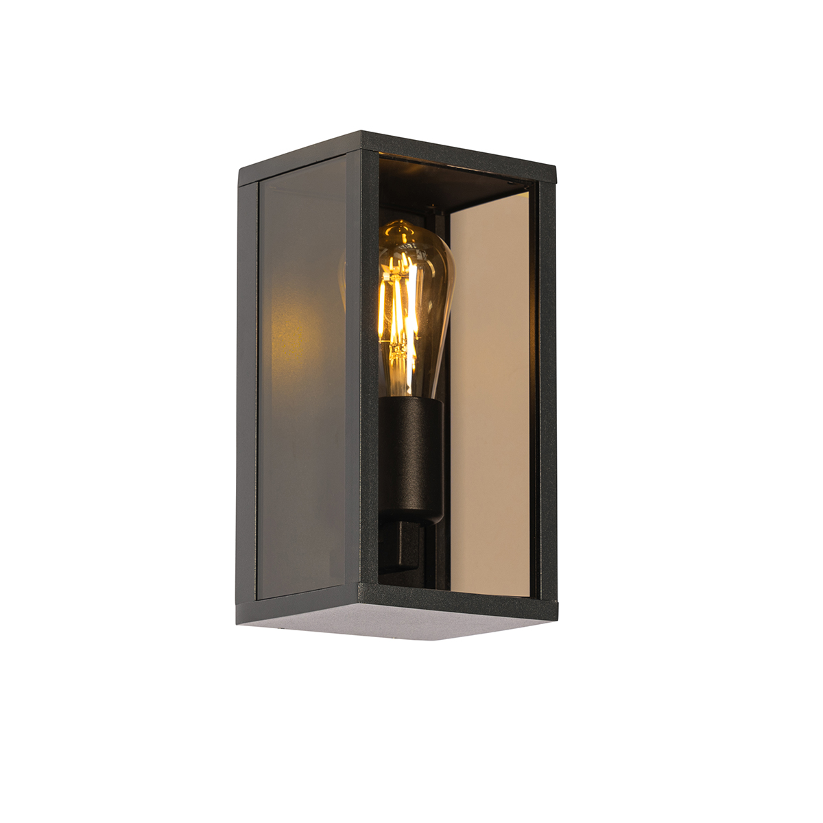 Wandlamp zwart met smoke glas 26 cm IP44 - Charlois