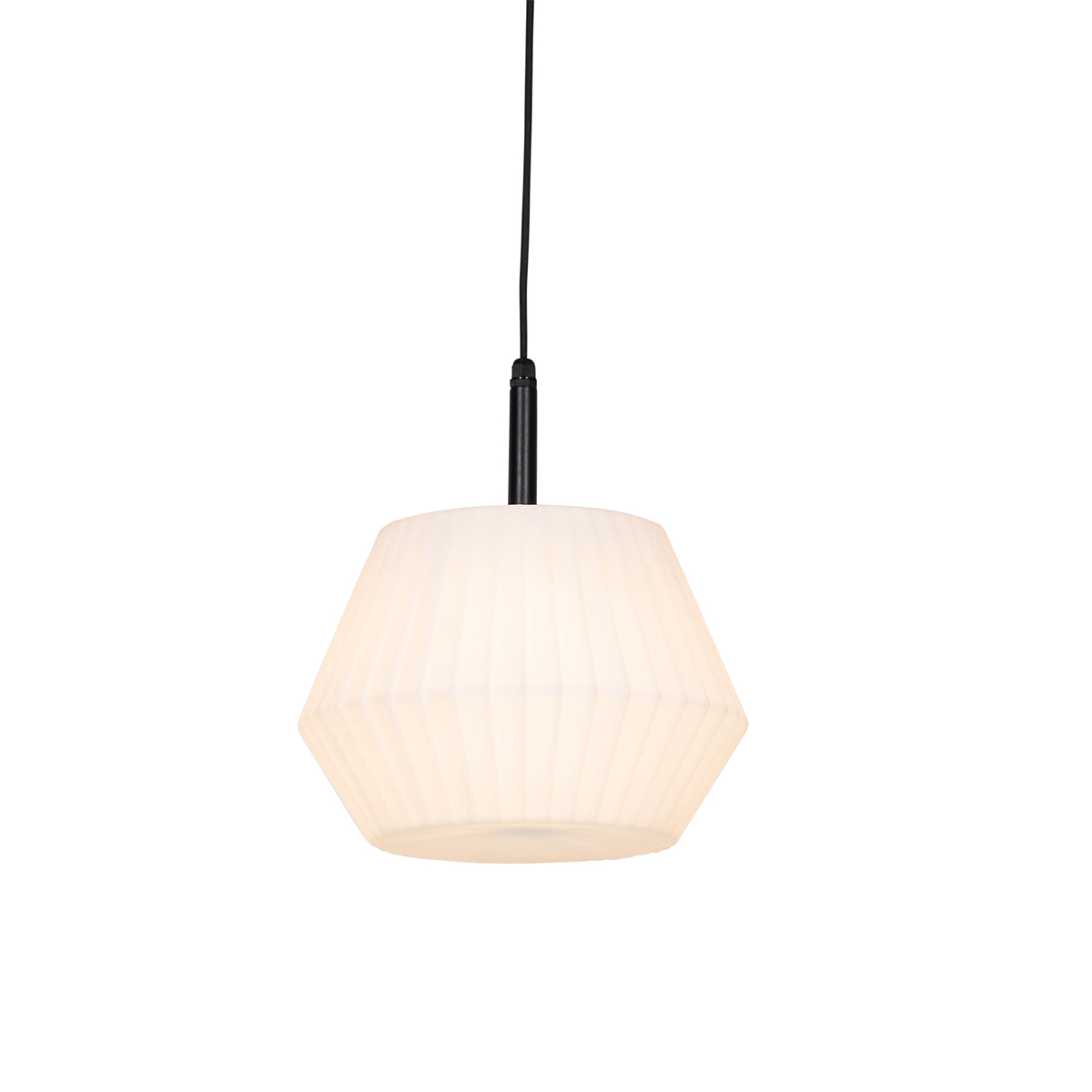 Buiten hanglamp zwart met witte kap 33 cm IP44 - Robbert